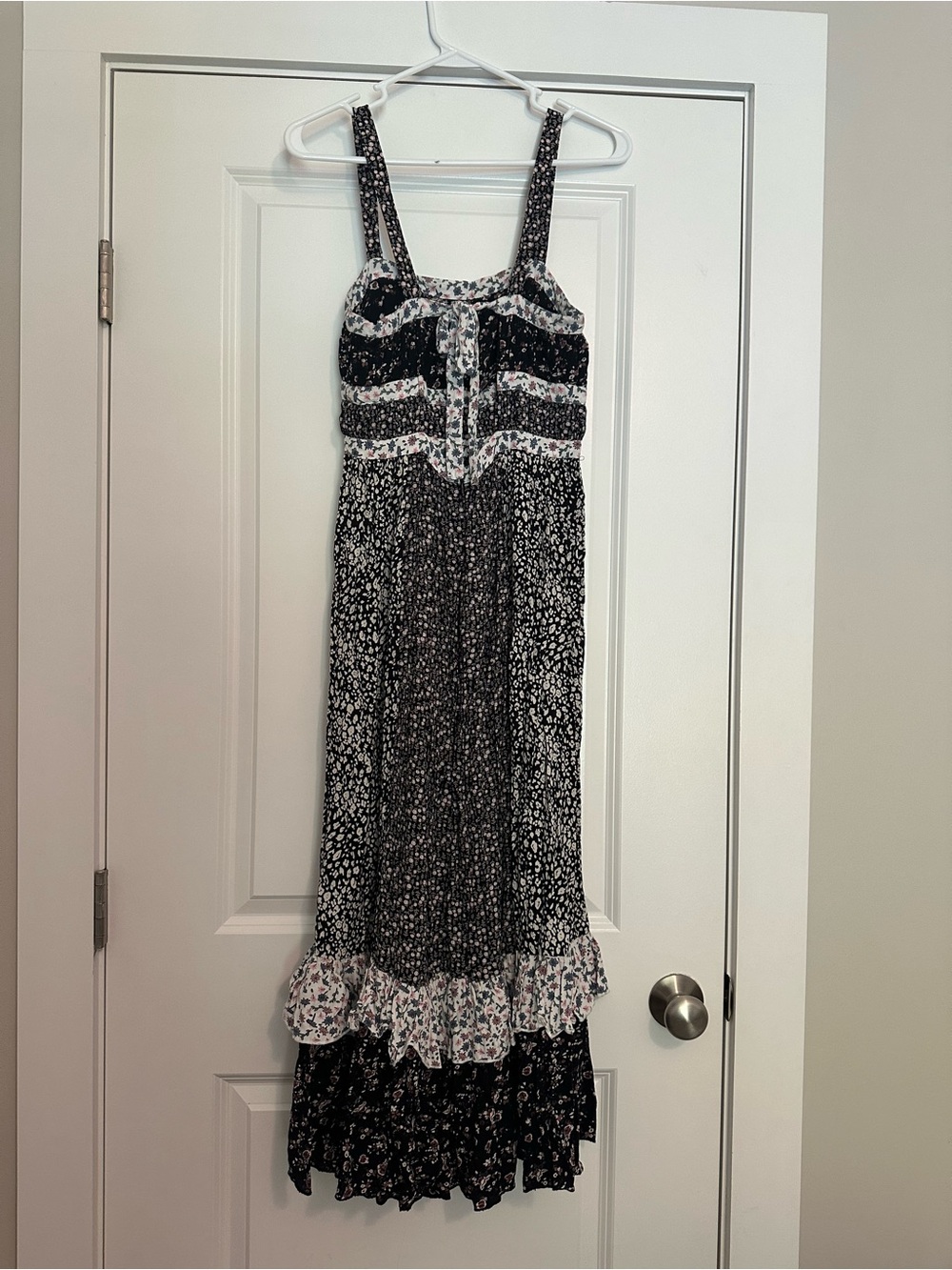Free People Black Floral Maxi Dress with White Trim - Picture 5 of 8